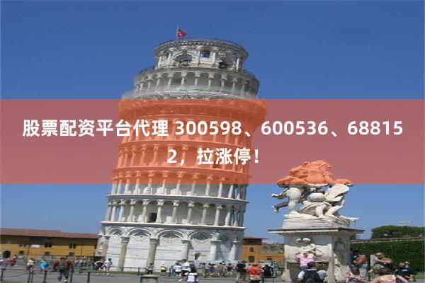 股票配资平台代理 300598、600536、688152，拉涨停！