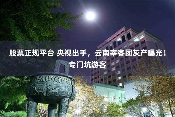 股票正规平台 央视出手，云南宰客团灰产曝光！专门坑游客