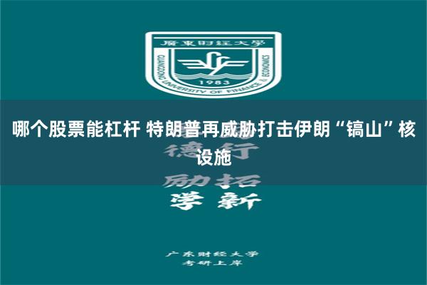 哪个股票能杠杆 特朗普再威胁打击伊朗“镐山”核设施
