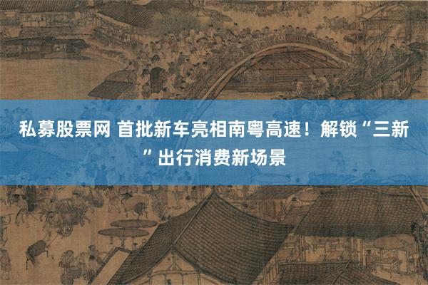 私募股票网 首批新车亮相南粤高速！解锁“三新”出行消费新场景