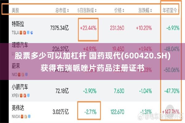 股票多少可以加杠杆 国药现代(600420.SH)获得布瑞哌唑片药品注册证书