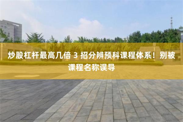 炒股杠杆最高几倍 3 招分辨预科课程体系！别被课程名称误导